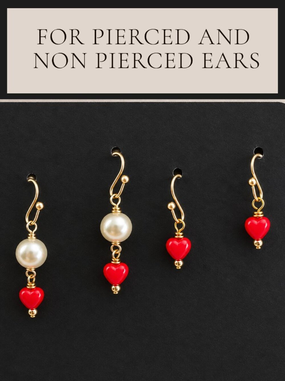 Mom & Daughter Red Heart Earrings, Pierced or Clip-On